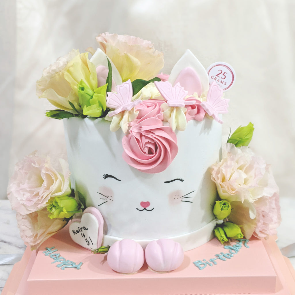 Fondant Floral Cat Cake *GF/V Avail
