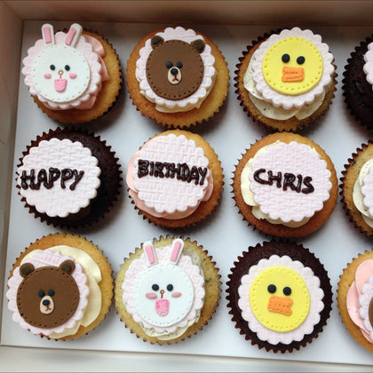 Line Animals Cupcakes